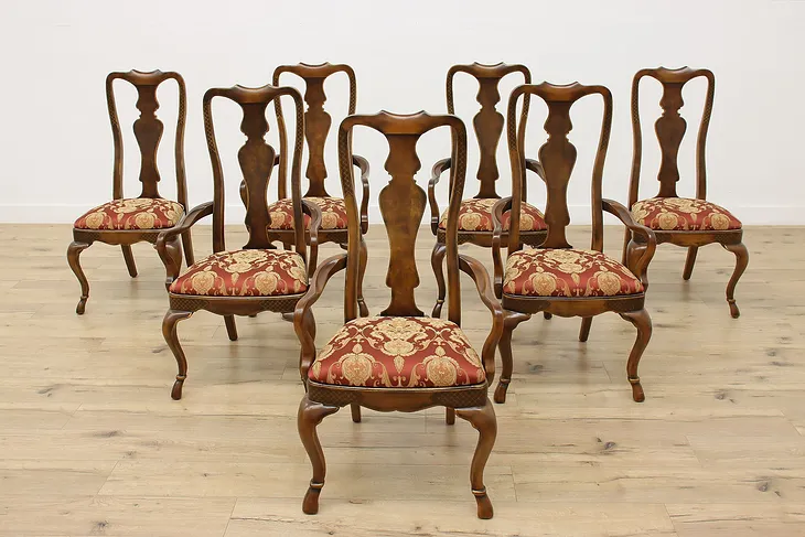 Set of 8 Georgian Vintage Horse Hoof Dining Chairs, Drexel #52075