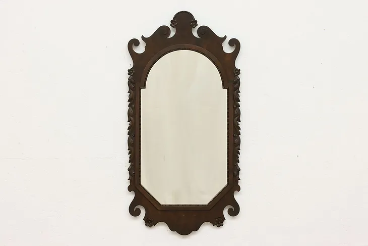 Traditional Antique Carved Walnut & Burl Wall Mirror #52844