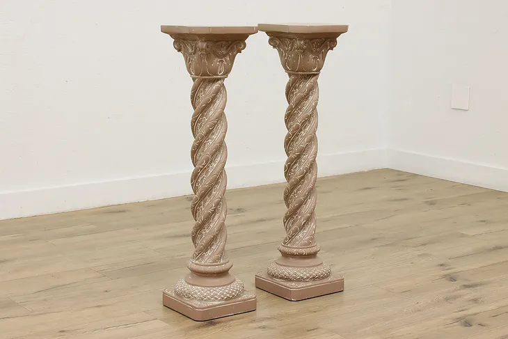 Pair of Vintage Classical Painted Sculpture Display Columns #51277