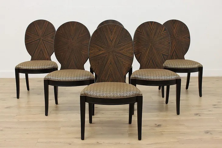 Set of 6 Macassar Ebony Upholstered Dining Chairs, Century #51232