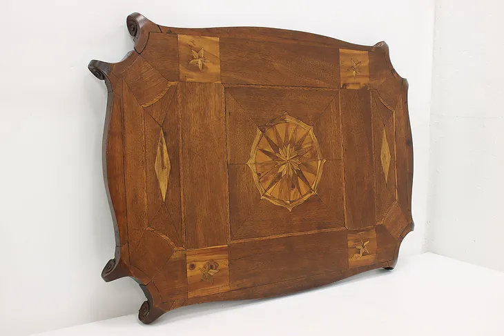 English Antique Walnut & Mahogany Marquetry Serving Tray #52862