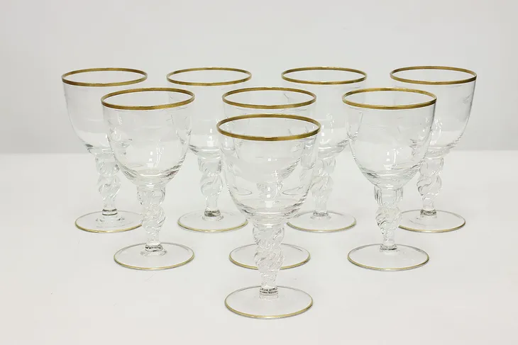 Set of 8 Vintage Etched Seagull Wine Glasses, Lyngby Denmark #48981