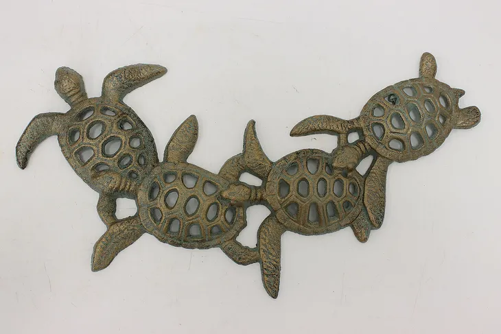 Sea Turtles Vintage Painted Cast Iron Wall Decoration #49683