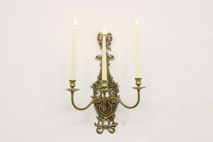 Classical Vintage 3 Arm Brass Candle Wall Sconce #49011