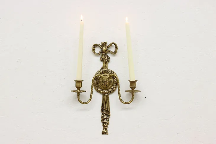 Classical Vintage Brass Double Arm Candle Wall Sconce #49012