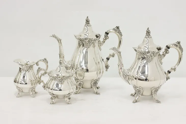 Baroque by Wallace Vintage 4 Pc Silverplate Coffee & Tea Set #48612