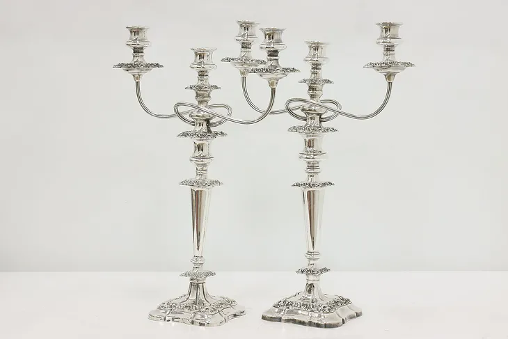 Pair of Georgian Antique Silverplate Convertible Candelabras #45663