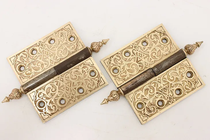 Pair of Antique Victorian Bronze & Iron Door Hinges (1)