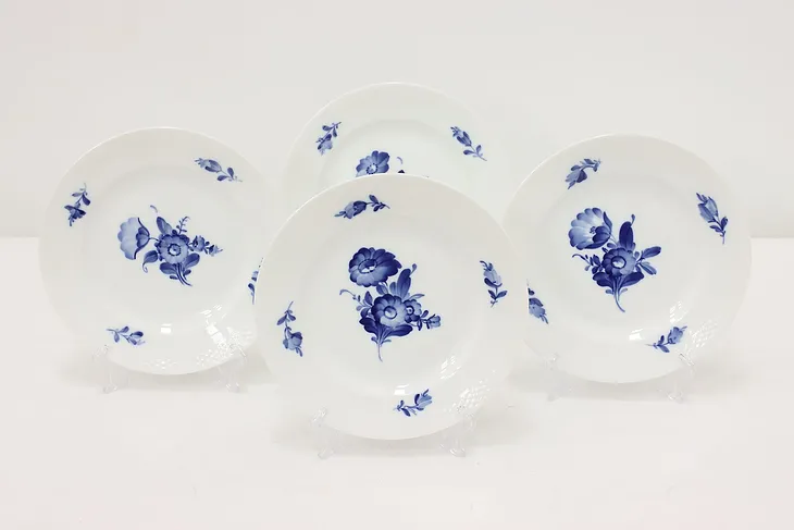 Set of 4 Danish Blue Flower Salad Plates, Royal Copenhagen #53188