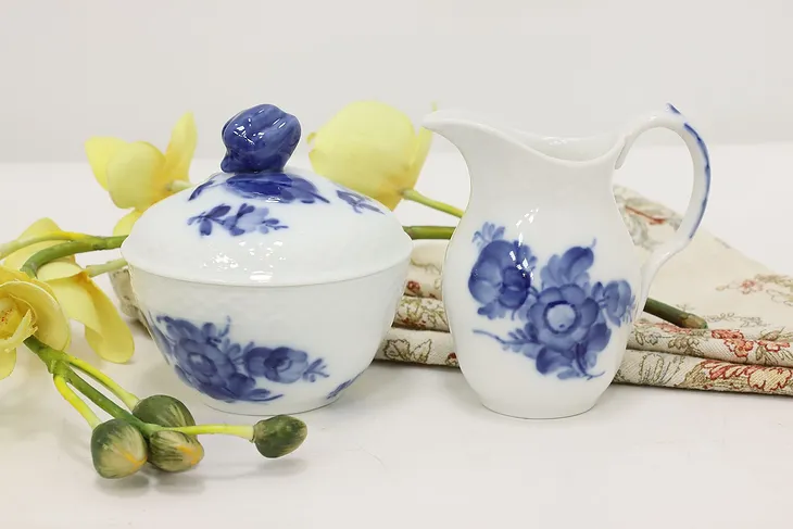 Danish Vintage Blue Flower Sugar & Creamer Set, Royal #53186