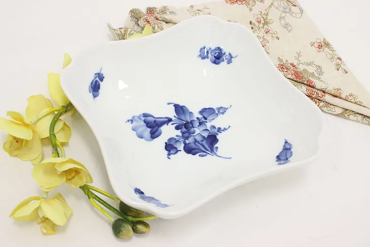 Danish Vintage Blue Flower Square Salad Bowl, Royal #53183