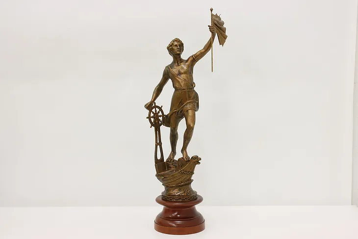 Ship Captain Sculpture French Antique Bronzed Statue 27" #49602