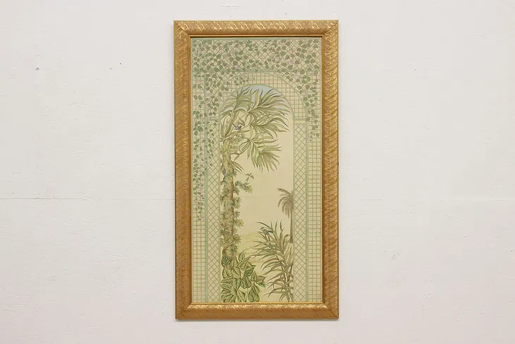 Oasis Palm Tree Vintage Framed Print, Iksels 49" #51556