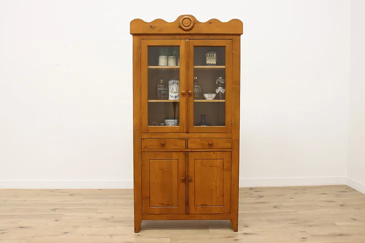 Farmhouse Vintage Pine Kitchen Cabinet or Pantry Cupboard #53096