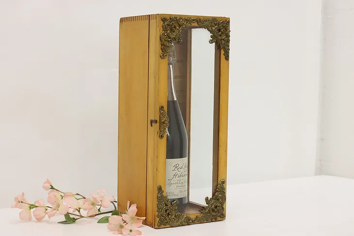 Victorian Antique Pine & Brass Tabletop Display or Wine Case #51564