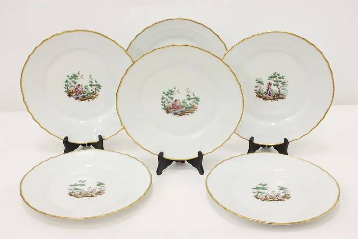 Set 6 Vintage Italian China Dinner Plates Mantova Ginori #52547