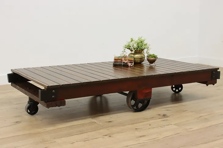 Railroad Salvage Antique Farmhouse Cart Coffee Patio Table #53155