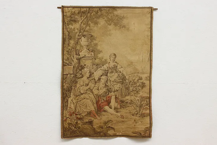 Lord & Ladies in Garden Antique Tapestry, Belgium 39" (1)