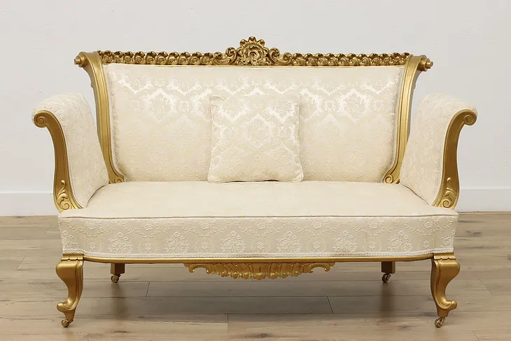 French Rococo Design Antique Carved Gilt Settee or Sofa #53332