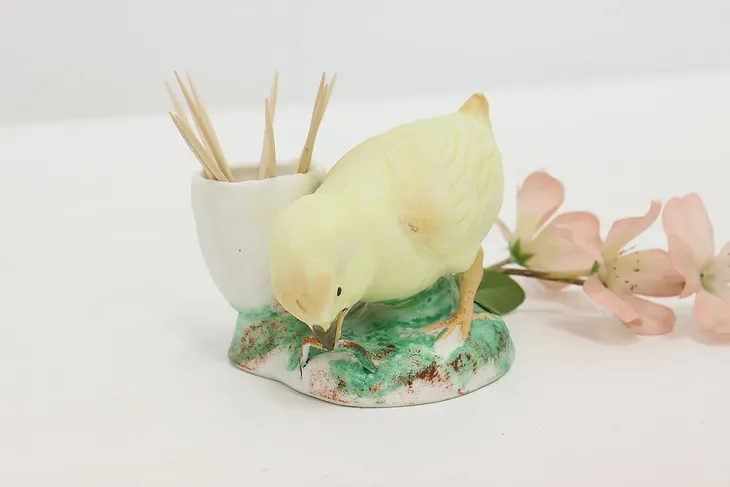 Bisque Porcelain Antique Chick Toothpick Match Holder #52632