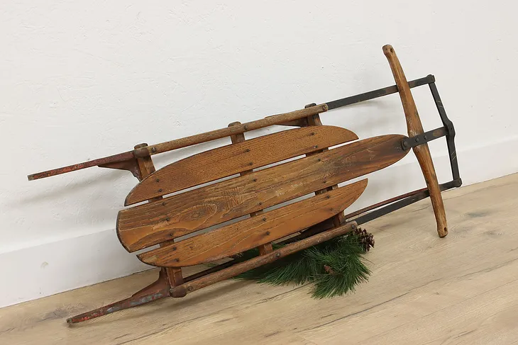 Farmhouse Antique Ash & Iron Flexible Flyer Sled, Allen #53336