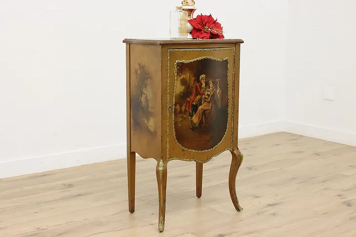 French Vernis Martin Antique Painted Music or File Cabinet #53257