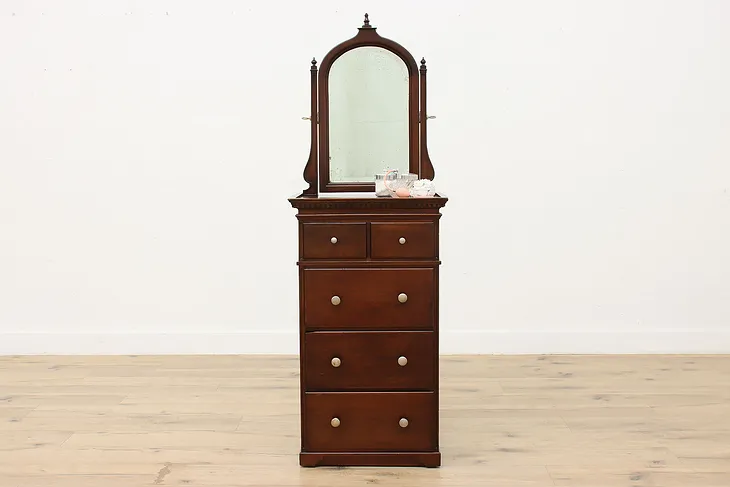 Physician Antique Doctor Mahogany Medical Chest & Mirror #53270