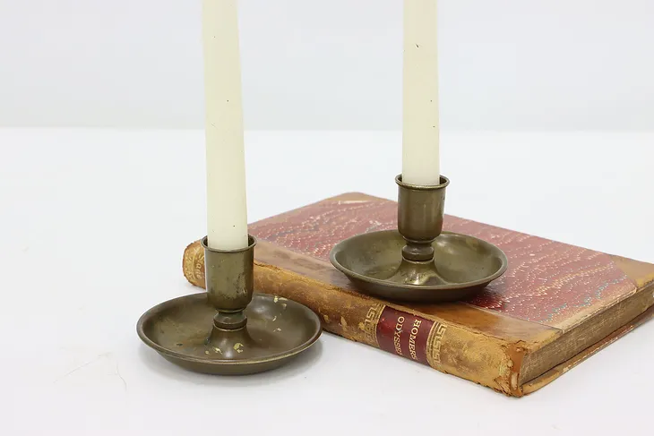 English Antique Military Travel Brass Candleholders (1)