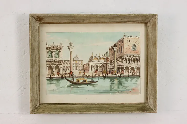 St Mark's Venice Antique Original Watercolor, Gotti 15.5" #53407