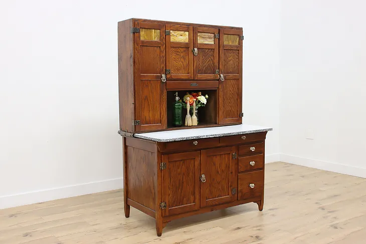 Farmhouse Antique Oak Kitchen Cupboard Hoosier, Sellers (1)