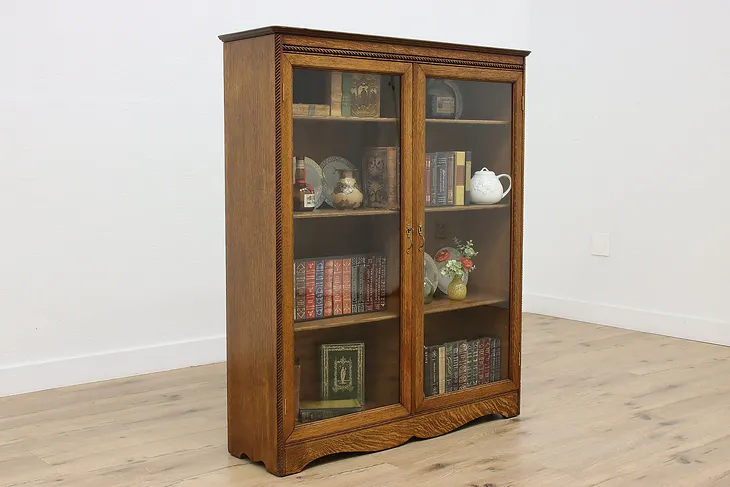 Victorian Antique Oak Office Library or Office Bookcase (1)