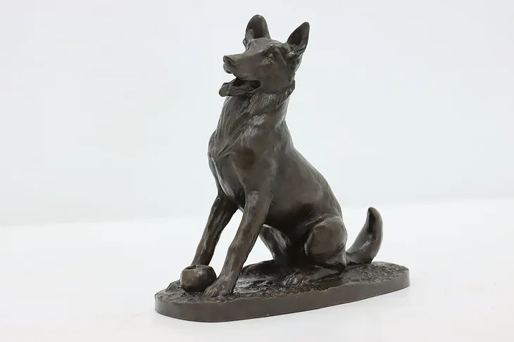 German Shepherd Dog Playing Fetch Vintage Sculpture J. Spouse (1)