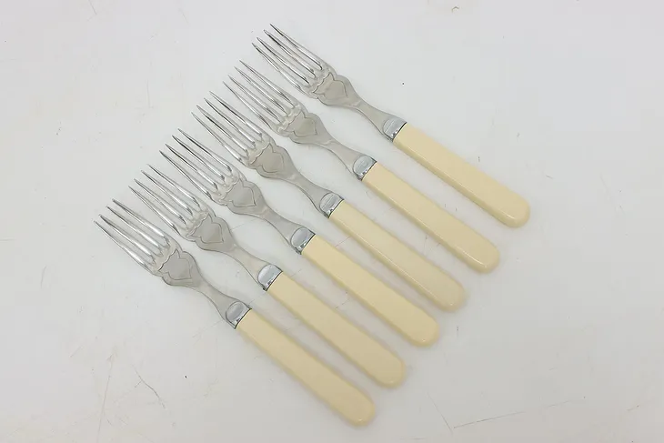 Set of 6 Antique Dinner Forks, Bakelite Handles, Sheffield (1)