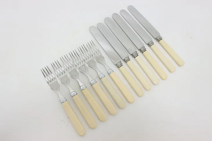 Sheffield Antique 12 Pc Forks & Knives Set, Bakelite Handles (1)