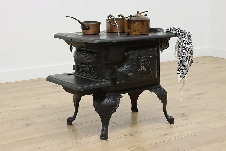 Victorian Antique Cast Iron Kitchen Cook Stove, Peninsular (1)