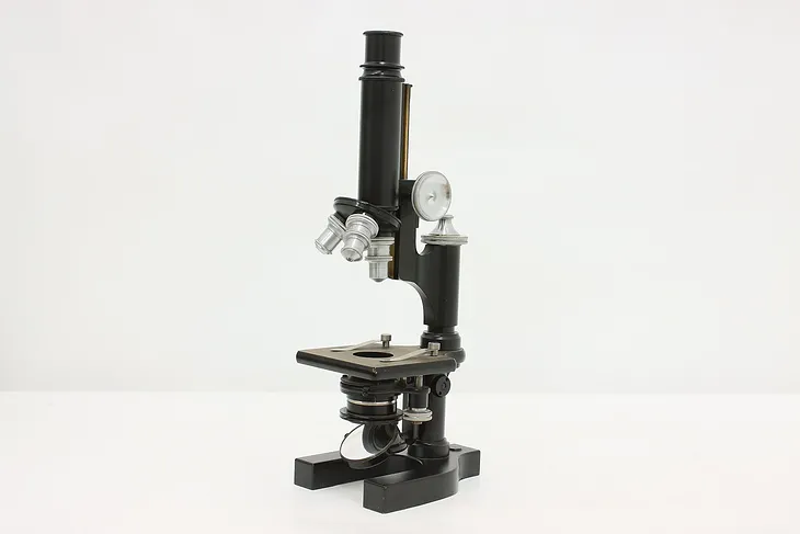 Industrial Antique Brass Laboratory Microscope Lomb (1)