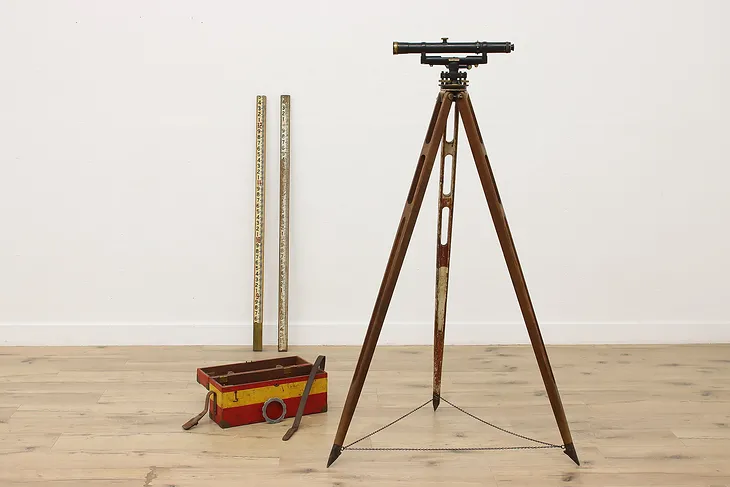 Surveyor Transit Vintage Instrument & Case, Tripod, Keuffel (1)