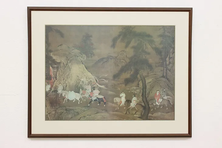 Asian Warriors in Mountains Vintage Original Print 48.5" (1)