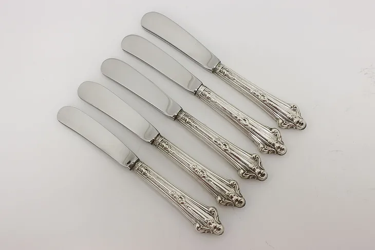 Set of 5 Vintage Sterling Silver Butter or Cheese Knives (1)