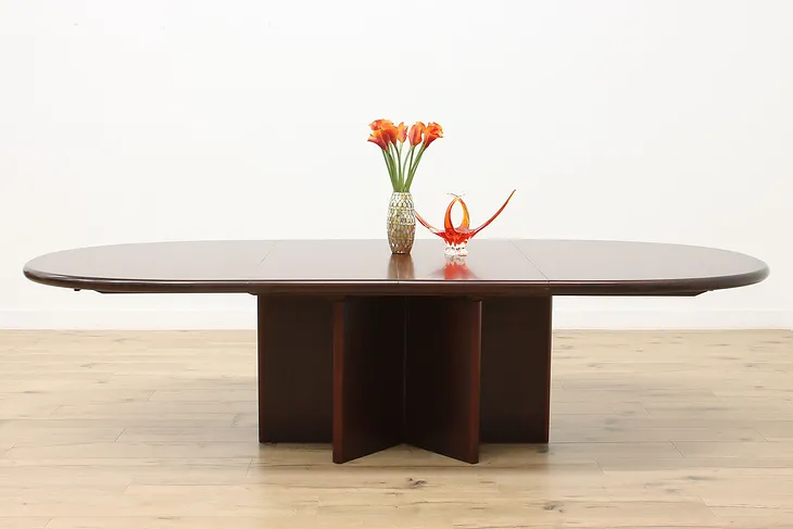 Midcentury Modern Vintage Rosewood 9' Dining Table, 2 Leaves (1)