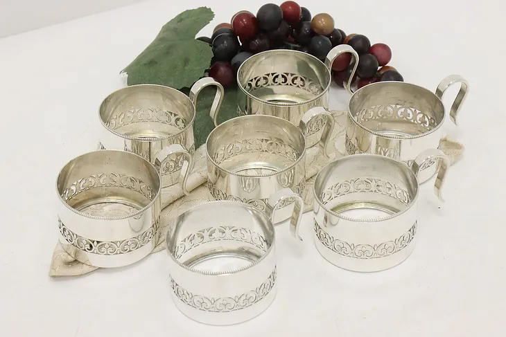 Set of 7 Antique Victorian Silverplate Cup Holders (1)