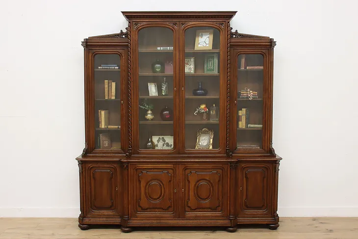 Classical Antique Carved Oak Bookcase Display or Bar, Lund (1)