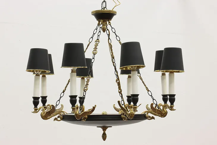 Georgian Swan Bouillotte Vintage Brass Chandelier, Crafts (1)