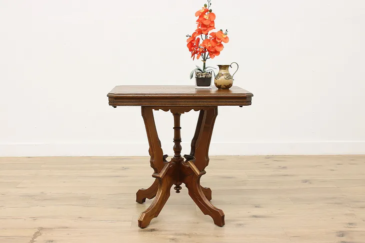 Victorian Antique Walnut & Ash Parlor, Entry or Center Table (1)