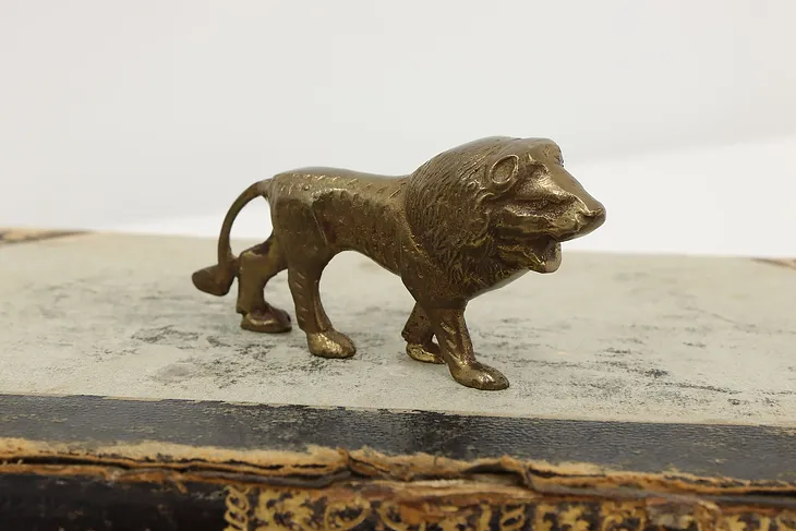 Brass Vintage Roaring Lion Sculpture (1)