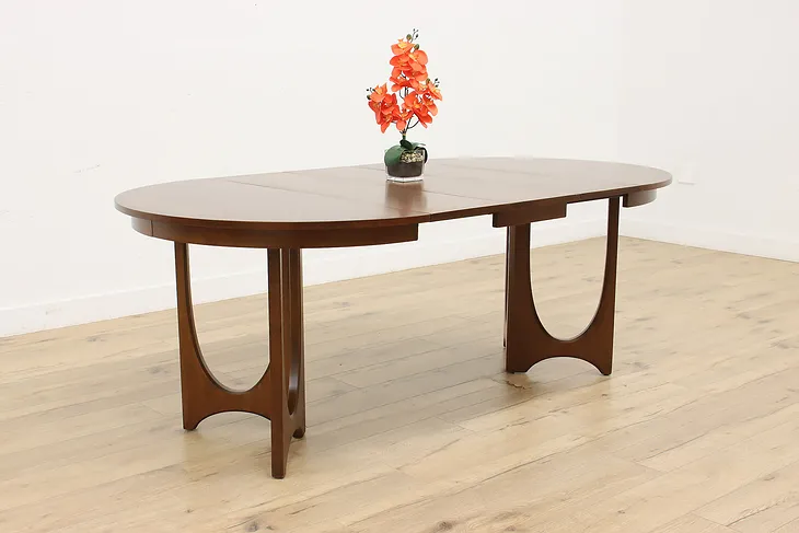 Midcentury Modern Vintage Walnut Dining Game Table Opens 80" (1)