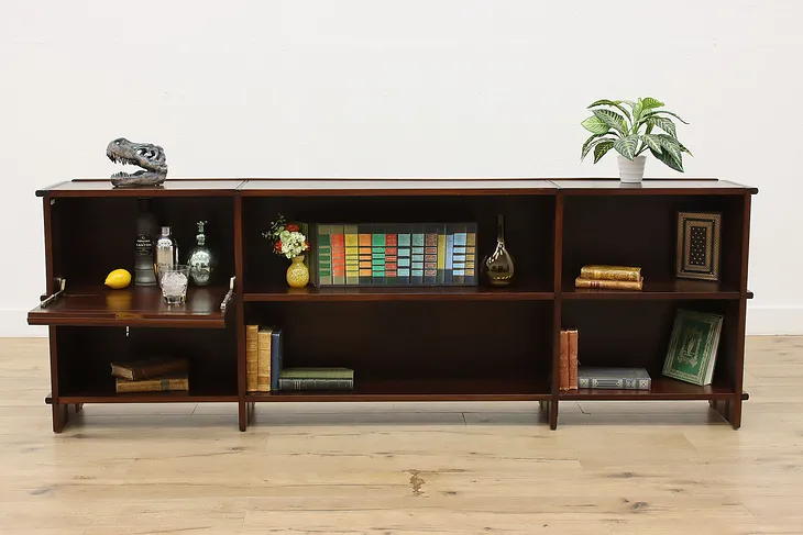 Midcentury Modern Vintage Bookcase, TV Console or Bar, Reens (1)