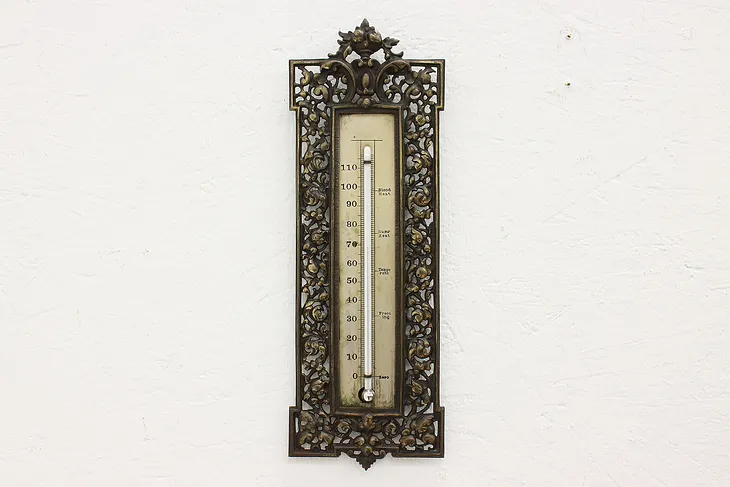 Victorian Antique Filigree Thermometer, Bradley & Hubbard (1)