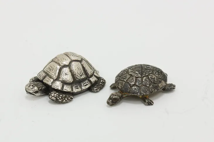 Pair of Vintage Miniature Sterling Silver Turtle Sculptures (1)