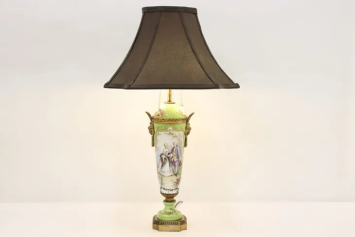 French Sevres Antique Hand Painted Porcelain Boudoir Lamp (1)